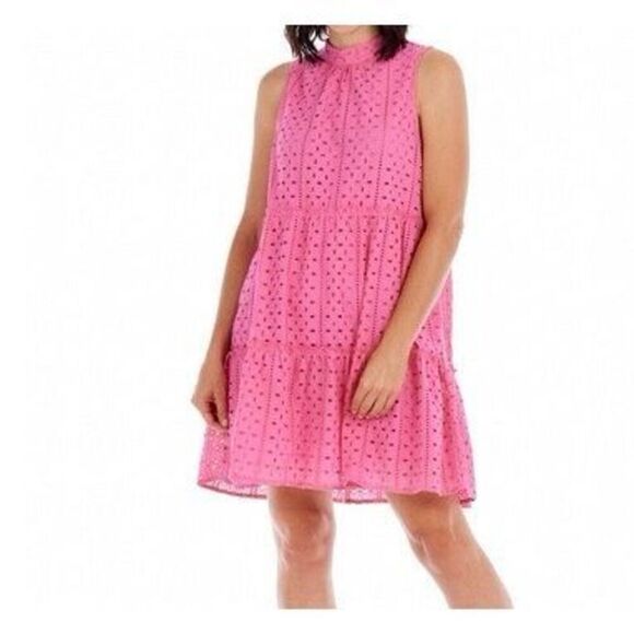 Mud Pie Women's Pink Biles Eyelet Dress Size Large - Picture 1 of 8
